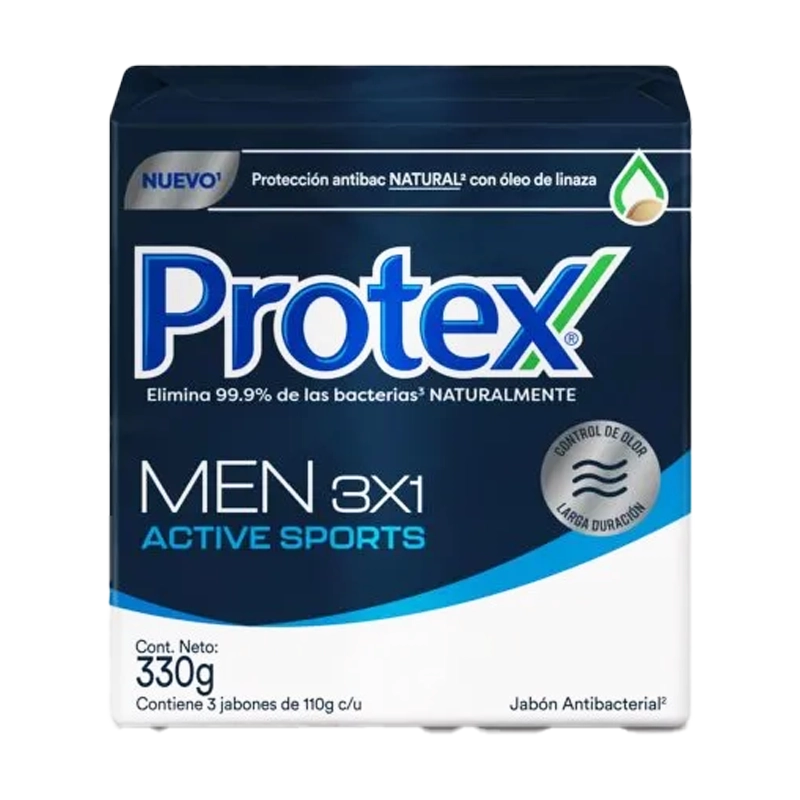 JABÓN EN BARRA ANTIBACTERIAL PROTEX FOR MEN SPORT X 110GR X 3 UND C/U